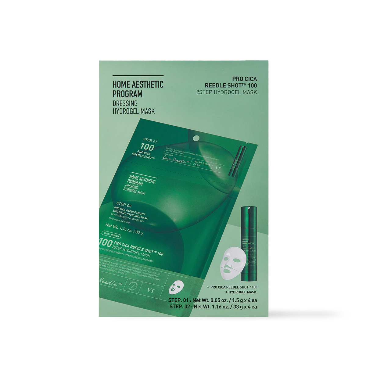 VT Cosmetics PRO CICA Reedle Shot 100 2STEP Hydrogel Mask 4ea - main product image