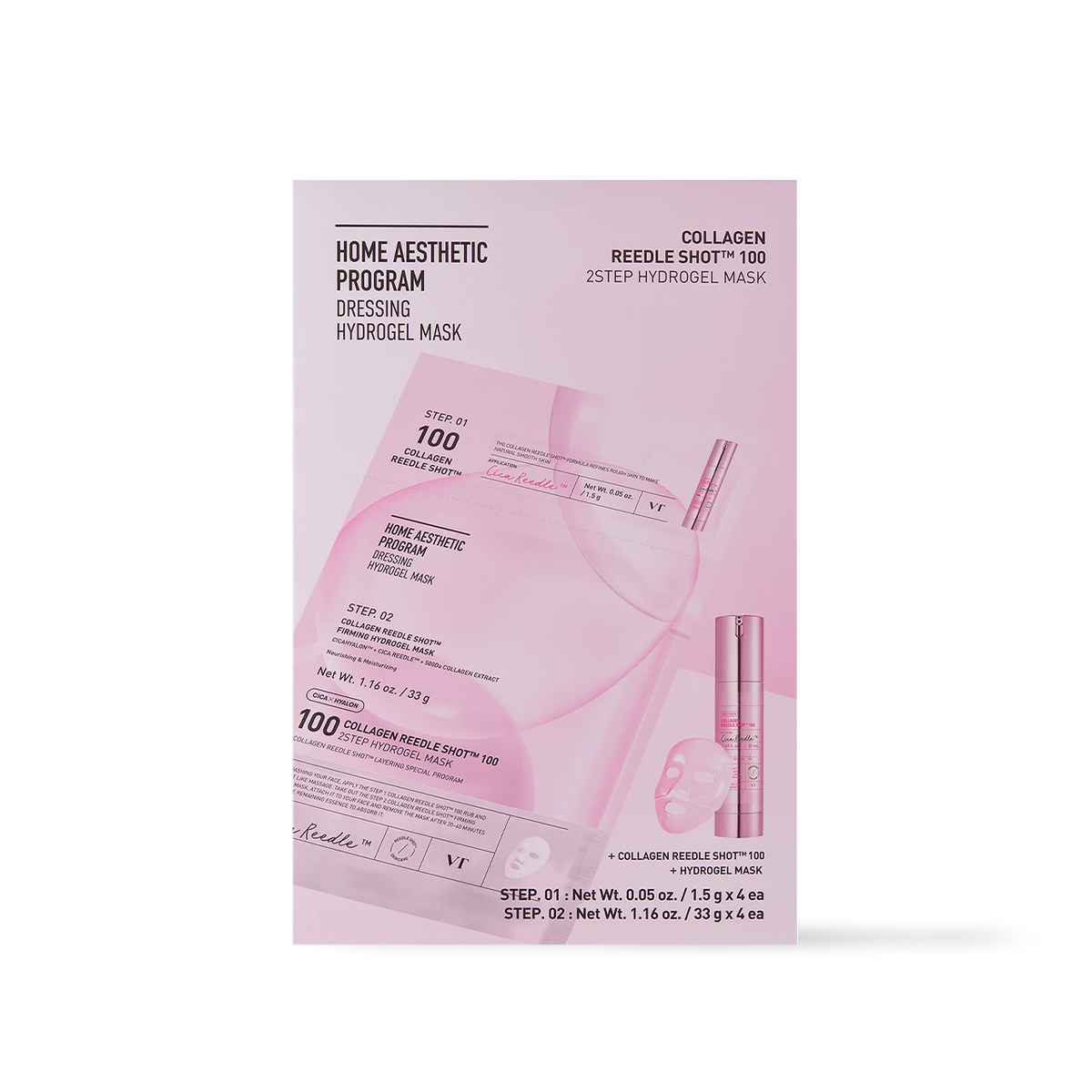 VT Cosmetics COLLAGEN Reedle Shot 100 2STEP Hydrogel Mask 4ea - main product image