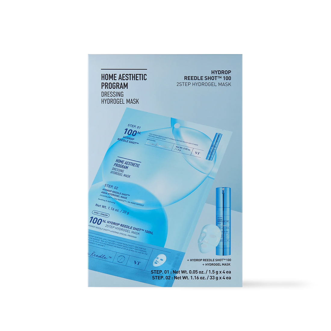 VT Cosmetics HYDROP Reedle Shot 100hl 2STEP Hydrogel Mask 4ea - main product image