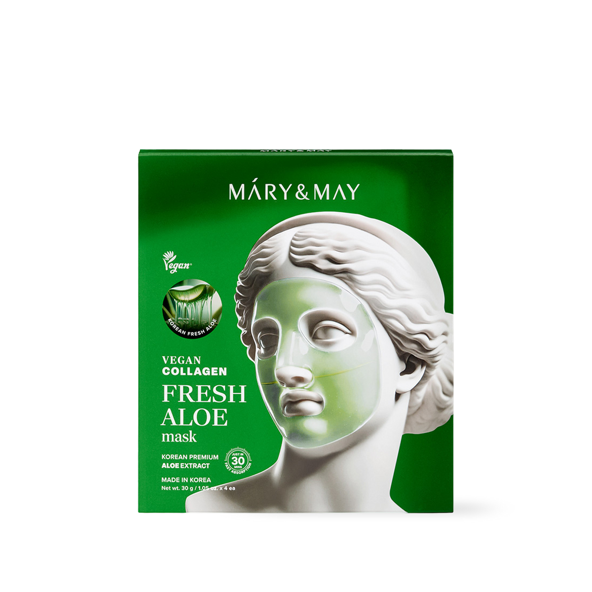 [Mary&amp;May] Vegan Collagen Fresh Aloe Mask (30g x4)