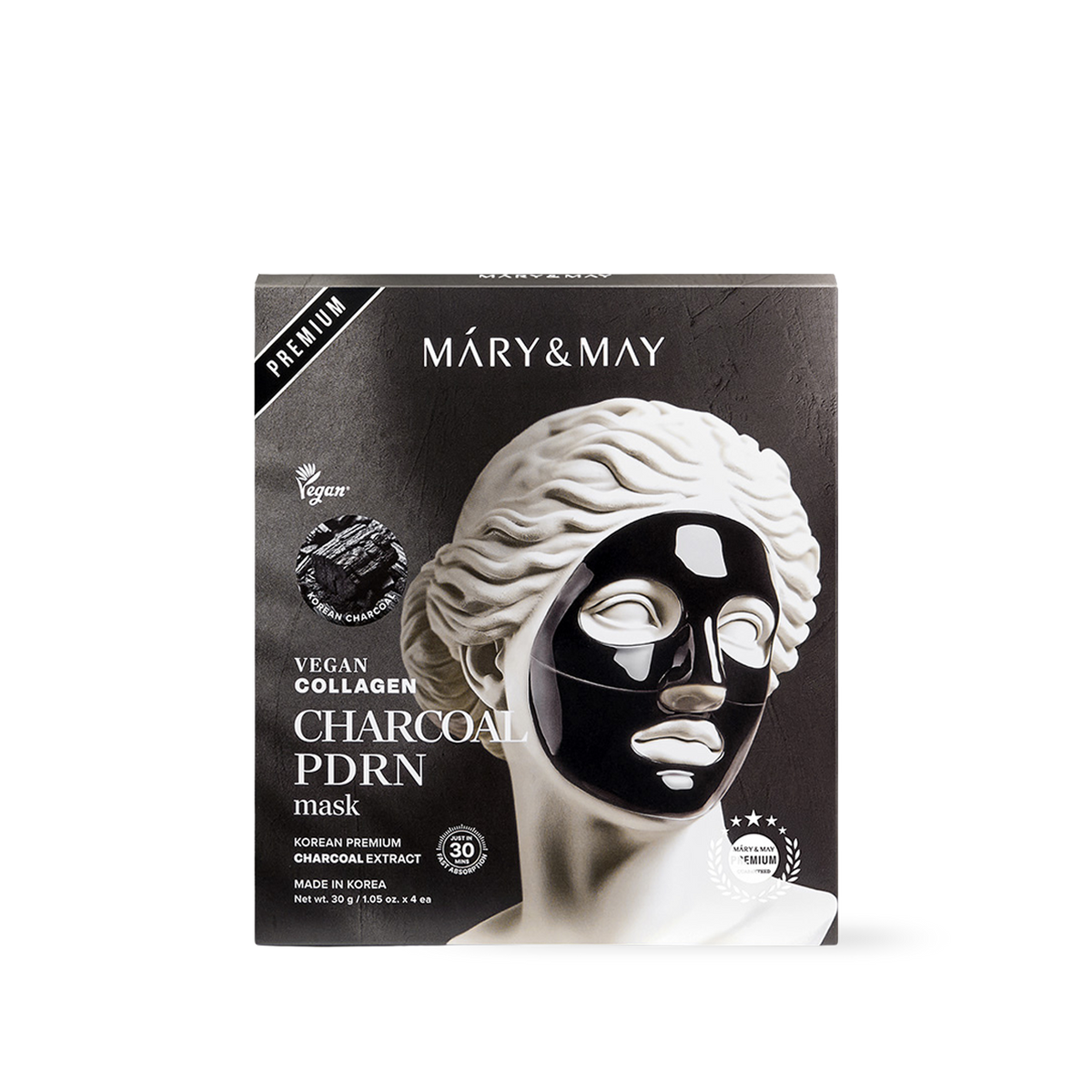 [Mary&amp;May] Vegan Collagen Charcoal PDRN Mask (30g x4)