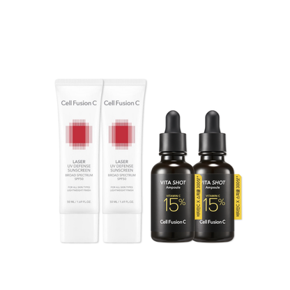 Bundle CellFusionC Sonnencreme &amp; Ampulle Doppel-Set (2+2)