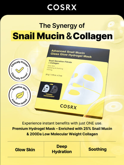 COSRX Advanced Snail Mucin Glass Glow Hydrogel Mask 3ea — product detail image 4