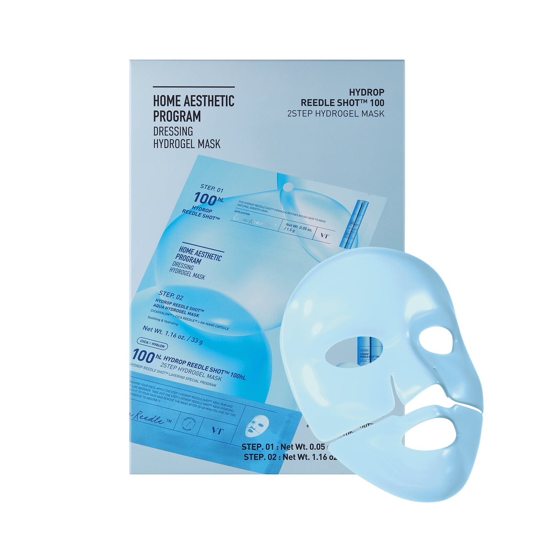 VT Cosmetics HYDROP Reedle Shot 100hl 2STEP Hydrogel Mask 4ea - official product image 2